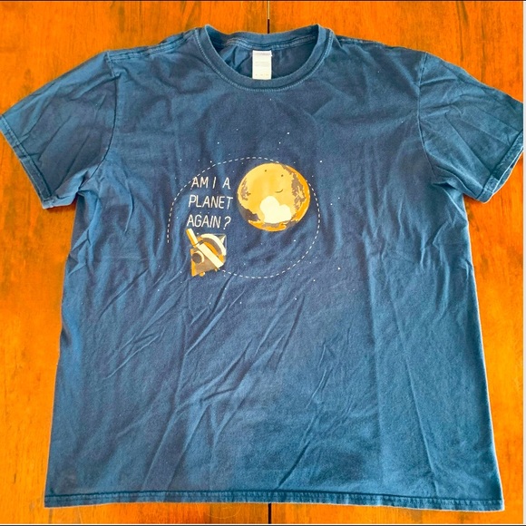 Men’s Planetary Graphic T-shirt, Pluto, Navy Blue, size XL - Picture 2 of 4